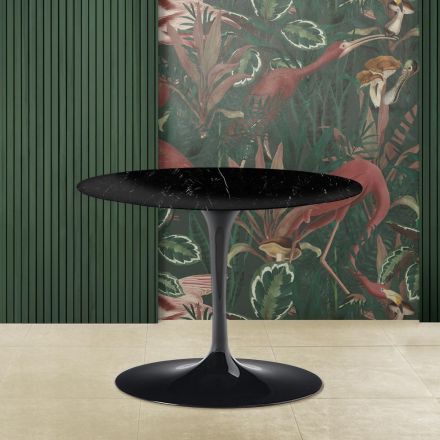 Tulip Saarinen H 39 Table Basse Ovale en Marbre MArquinia Noir Made in Italy Viadurini