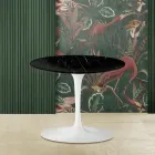 Table basse ronde Tulip Saarinen H 39 en marbre noir Marquinia Made in Italy - Scarlet Viadurini
