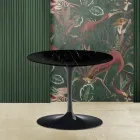 Table basse ronde Tulip Saarinen H 39 en marbre noir Marquinia Made in Italy - Scarlet Viadurini