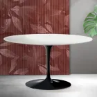 Table basse Tulipe Saarinen H 41 cm en céramique Florim blanc mat - Écarlate Viadurini