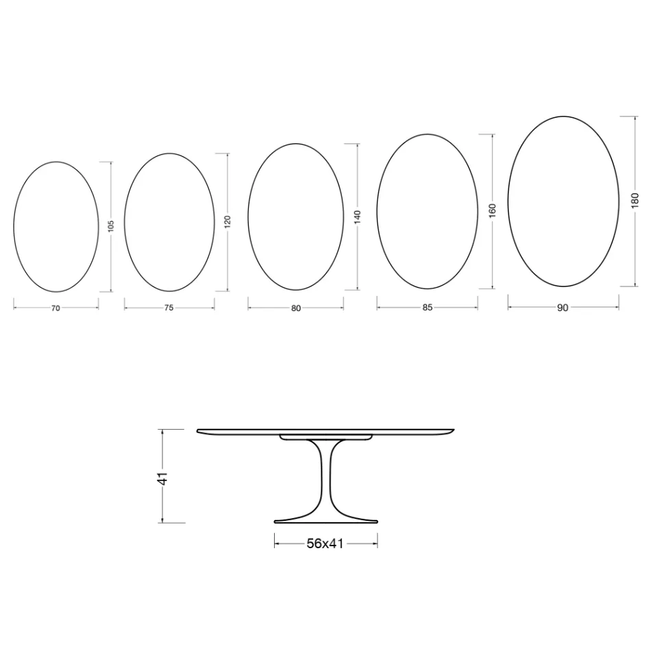 Table basse Tulip de Saarinen, hauteur 41 cm, en céramique brillante dorée Florim Calacatta - Écarlate Viadurini