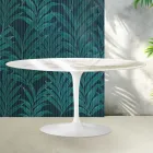 Table basse Tulipe Saarinen H 41 cm en céramique brillante Florim Calacatta Gold - Écarlate Viadurini