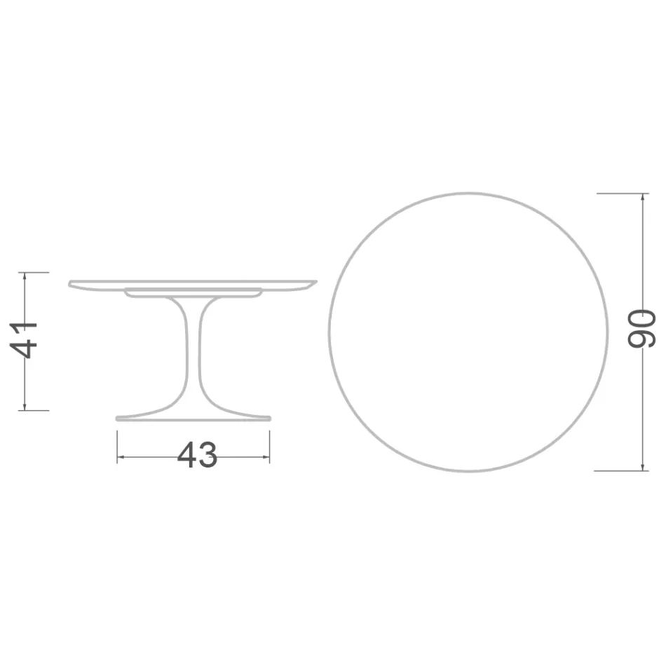 Table basse Tulip Saarinen H 41 avec plateau en stratifié liquide noir Made in Italy - Scarlet Viadurini