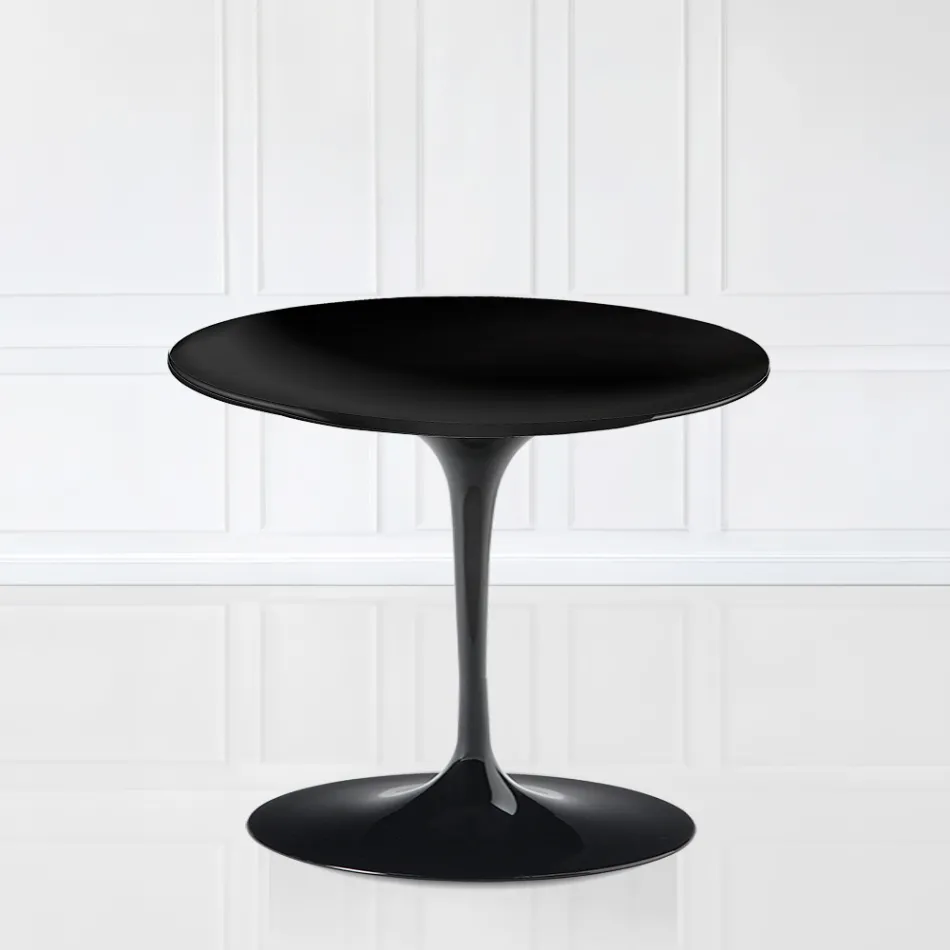 Table basse Tulip Saarinen H 41 avec plateau en stratifié liquide noir Made in Italy - Scarlet Viadurini