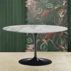 Table Basse Tulip Saarinen H 41 avec Plateau en Marbre Arabescato Fabriqué en Italie Viadurini