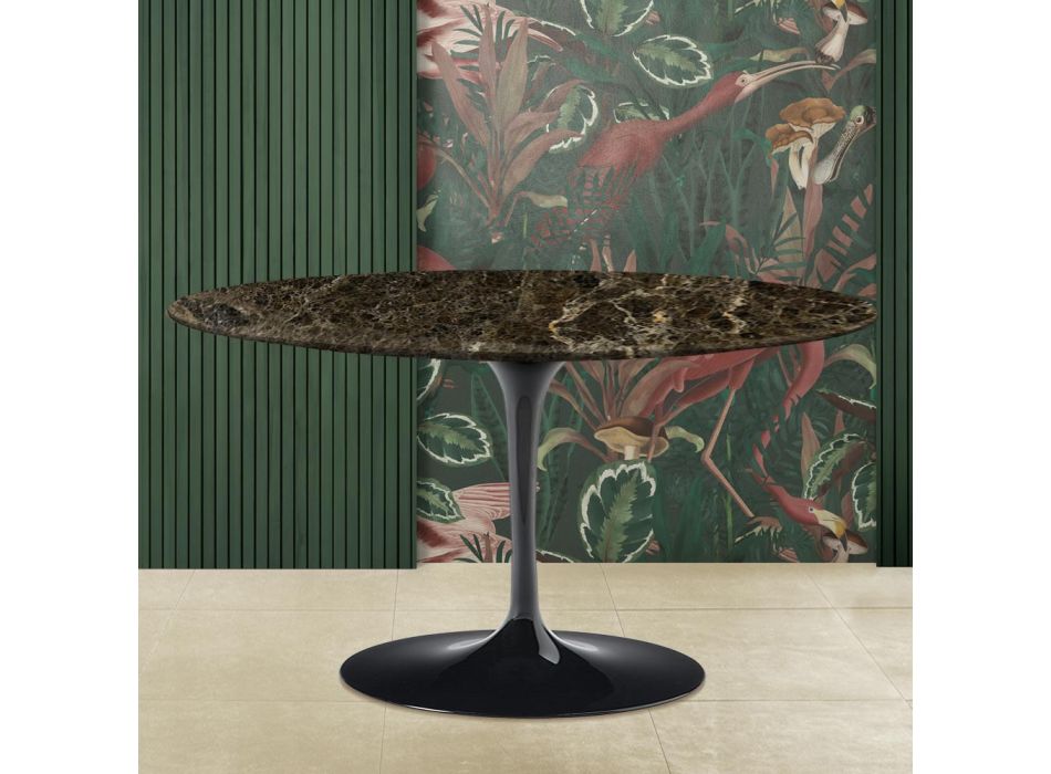 Table Basse Tulip Saarinen H 41 avec Plateau en Marbre Emperador Foncé Made in Italy Viadurini