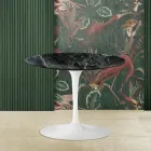 Table Basse Tulip Saarinen H 41 avec Plateau en Marbre Verde Alpi Fabriqué en Italie Viadurini