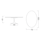 Table basse Tulip Saarinen H 41 avec plateau ovale en stratifié liquide blanc Made in Italy - Scarlet Viadurini