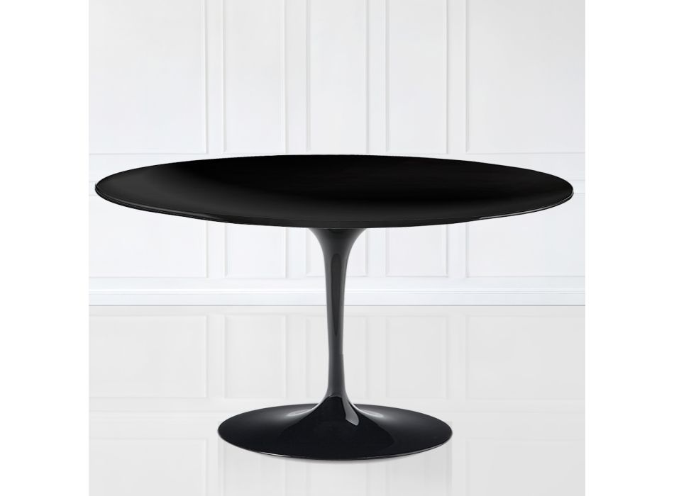Table basse Tulip Saarinen H 41 avec plateau ovale en stratifié liquide noir Made in Italy - Scarlet Viadurini
