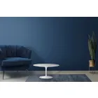 Table basse Tulip Saarinen H 41 en stratifié liquide ovale blanc Made in Italy - Scarlet Viadurini