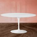 Table basse ovale Tulip Saarinen en stratifié liquide blanc H 41 Made in Italy - Scarlet