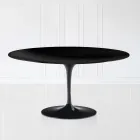 Table basse Tulip Saarinen H 41 en stratifié liquide ovale noir fabriqué en Italie - Scarlet Viadurini
