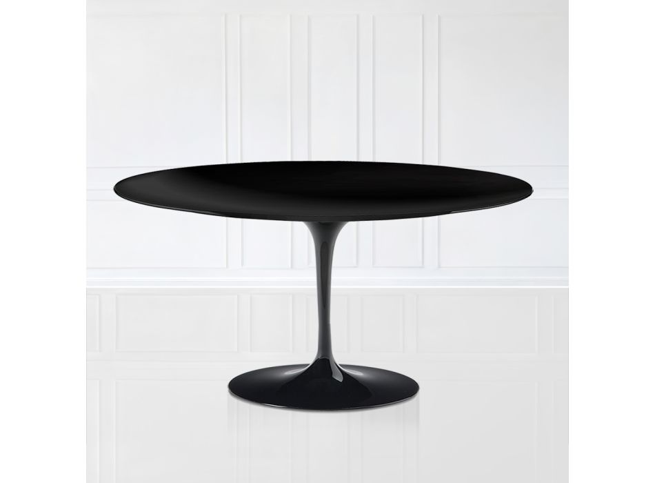Table basse Tulip Saarinen H 41 en stratifié liquide ovale noir fabriqué en Italie - Scarlet Viadurini