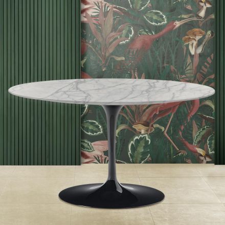 Table basse Tulip Saarinen H 41 en marbre Statuarietto Carrara Made in Italy - Scarlet Viadurini