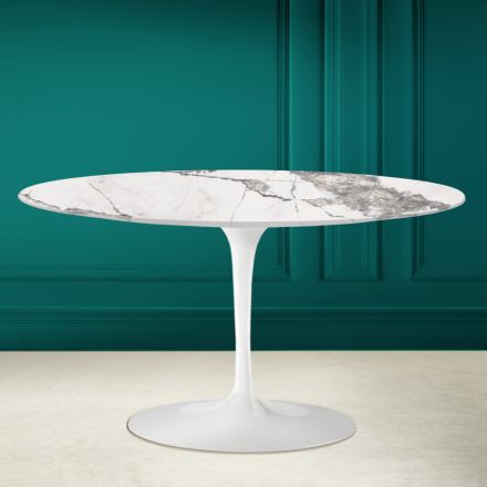 Tulip Saarinen H 41 Table Basse Ovale avec Plateau en Céramique Invisible Select Viadurini