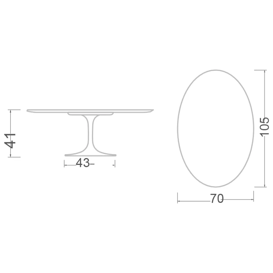 Tulip Saarinen H 41 Table Basse Ovale avec Plateau en Céramique Invisible Select Viadurini