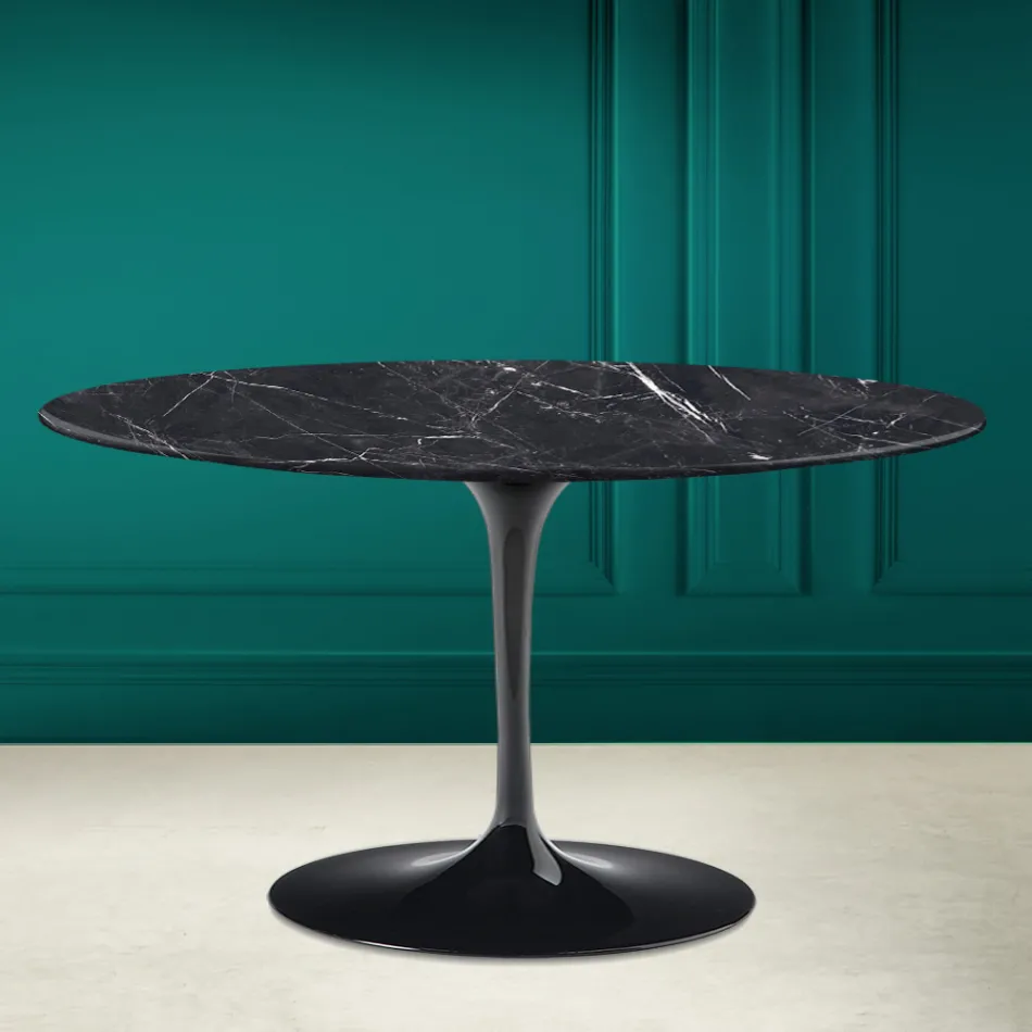 Tulip Saarinen H 41 Table Basse Ovale avec Plateau en Céramique Marquinia Viadurini