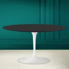 Tulip Saarinen H 41 Table Basse Ovale avec Plateau en Céramique Souple Noire Made in Italy - Scarlet Viadurini
