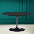 Tulip Saarinen H 41 Table Basse Ovale avec Plateau en Céramique Souple Noire Made in Italy - Scarlet