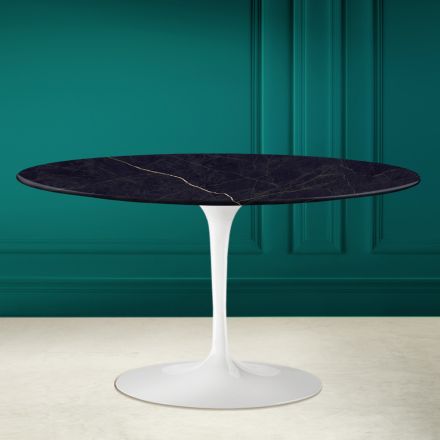 Tulip Saarinen H 41 Table Basse Ovale avec Plateau en Céramique Noir Laurent Viadurini