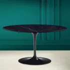 Tulip Saarinen H 41 Table Basse Ovale avec Plateau en Céramique Noir Laurent Viadurini