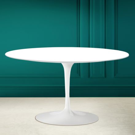 Tulip Saarinen H 41 Table Basse Ovale en Céramique Blanc Absolu Made in Italy - Scarlet Viadurini