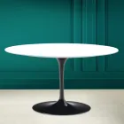 Tulip Saarinen H 41 Table Basse Ovale en Céramique Blanc Absolu Made in Italy - Scarlet Viadurini