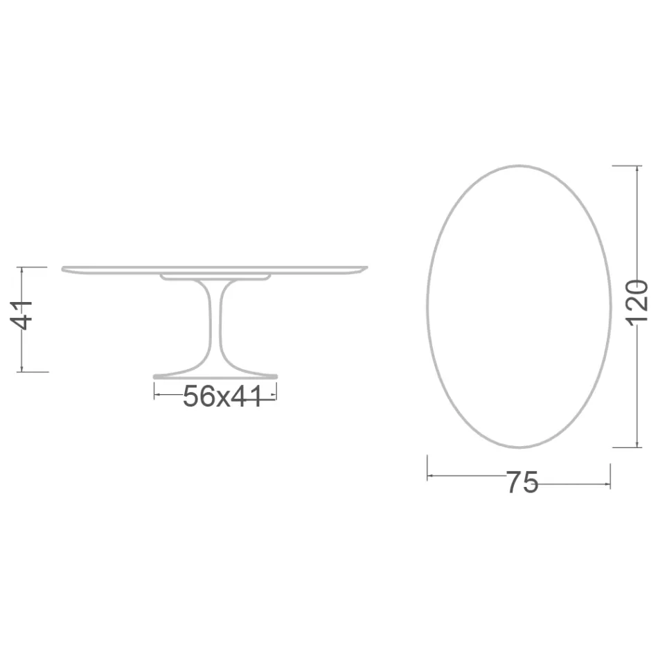 Tulip Saarinen H 41 Table Basse Ovale en Céramique Marquinia Made in Italy - Écarlate Viadurini