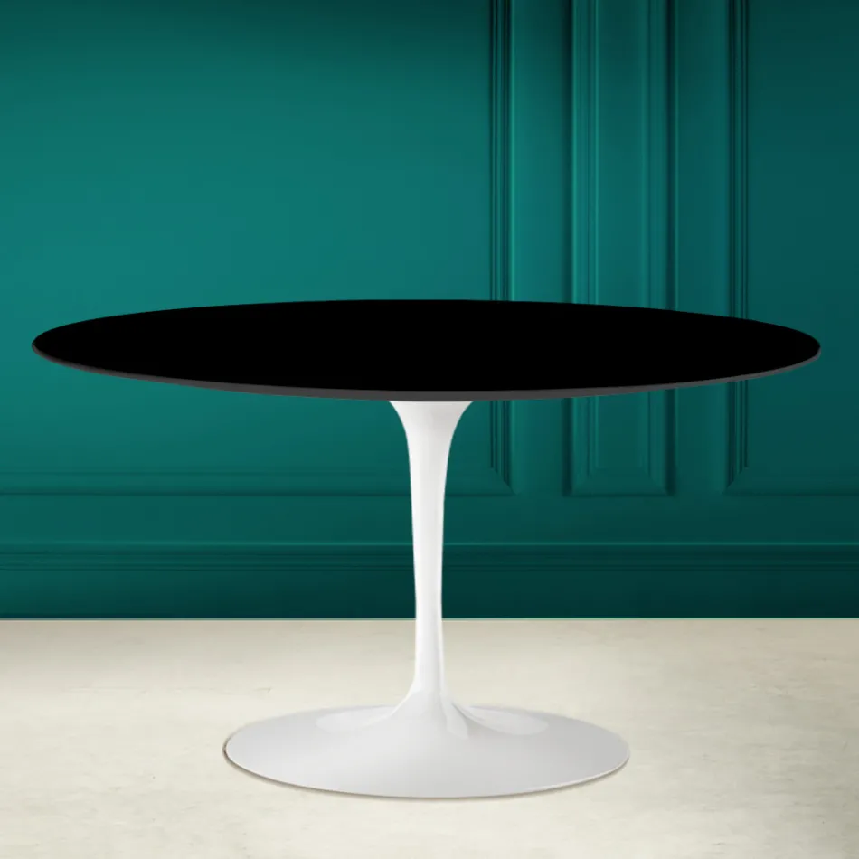 Tulip Saarinen H 41 Table Basse Ovale en Céramique Noir Absolu Made in Italy - Scarlet Viadurini