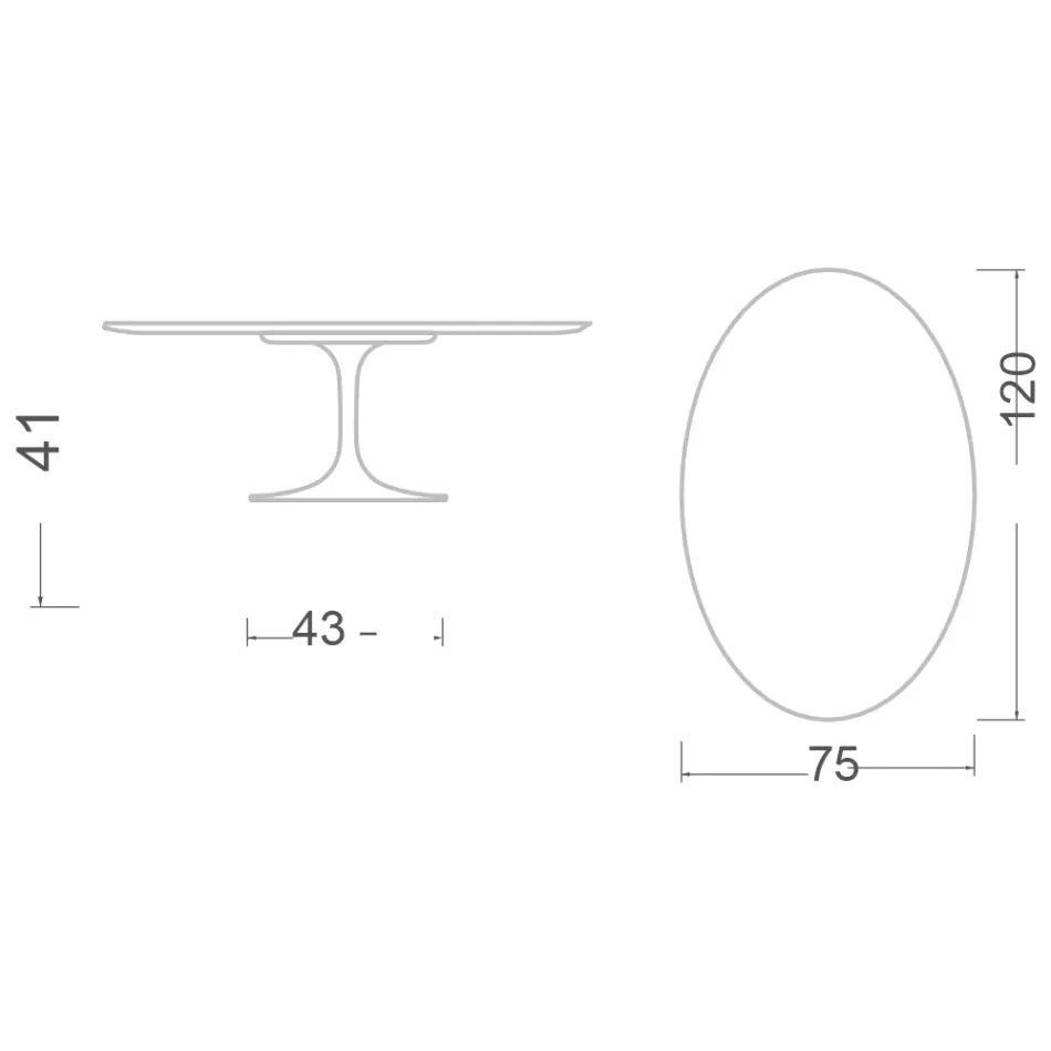 Tulip Saarinen H 41 Table Basse Ovale en Céramique Noir Absolu Made in Italy - Scarlet Viadurini
