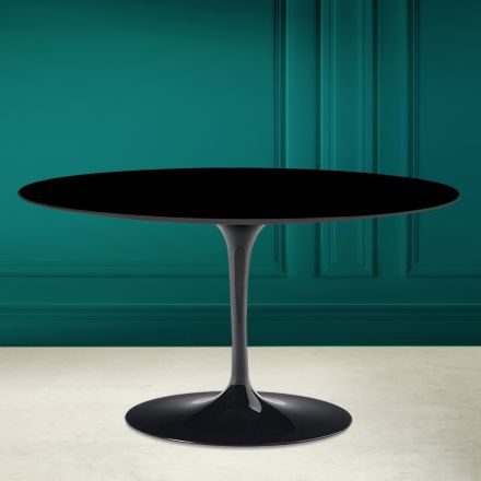 Tulip Saarinen H 41 Table Basse Ovale en Céramique Noir Absolu Made in Italy - Scarlet Viadurini