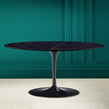 Tulip Saarinen H 41 Table Basse Ovale en Céramique Noir Laurent Made in Italy - Scarlet Viadurini