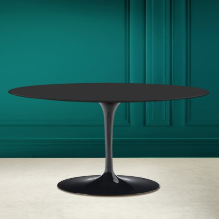 Tulip Saarinen H 41 Table Basse Ovale en Céramique Soft Noire Made in Italy - Scarlet Viadurini