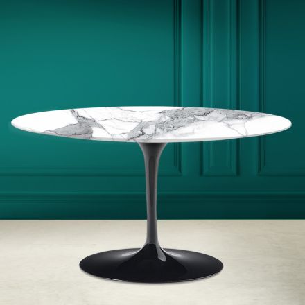Tulip Saarinen H 41 Table Basse Ovale en Céramique Statuaire Made in Italy - Scarlet Viadurini