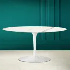Tulip Saarinen H 41 Table Basse Ovale en Céramique Statuaire Veine Pleine Viadurini