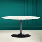 Tulip Saarinen H 41 Table Basse Ovale en Céramique Statuaire Veine Pleine Viadurini