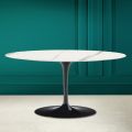 Tulip Saarinen H 41 Table Basse Ovale en Céramique Statuaire Veine Pleine - Écarlate