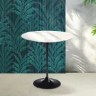 Table basse Tulipe Saarinen H 52 cm en céramique brillante Statuario Florim - Écarlate Viadurini