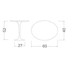 Table basse Tulip Saarinen H 52 avec plateau ovale en stratifié liquide blanc Made in Italy - Scarlet Viadurini