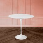 Table basse Tulip Saarinen H 52 avec plateau ovale en stratifié liquide blanc Made in Italy - Scarlet Viadurini
