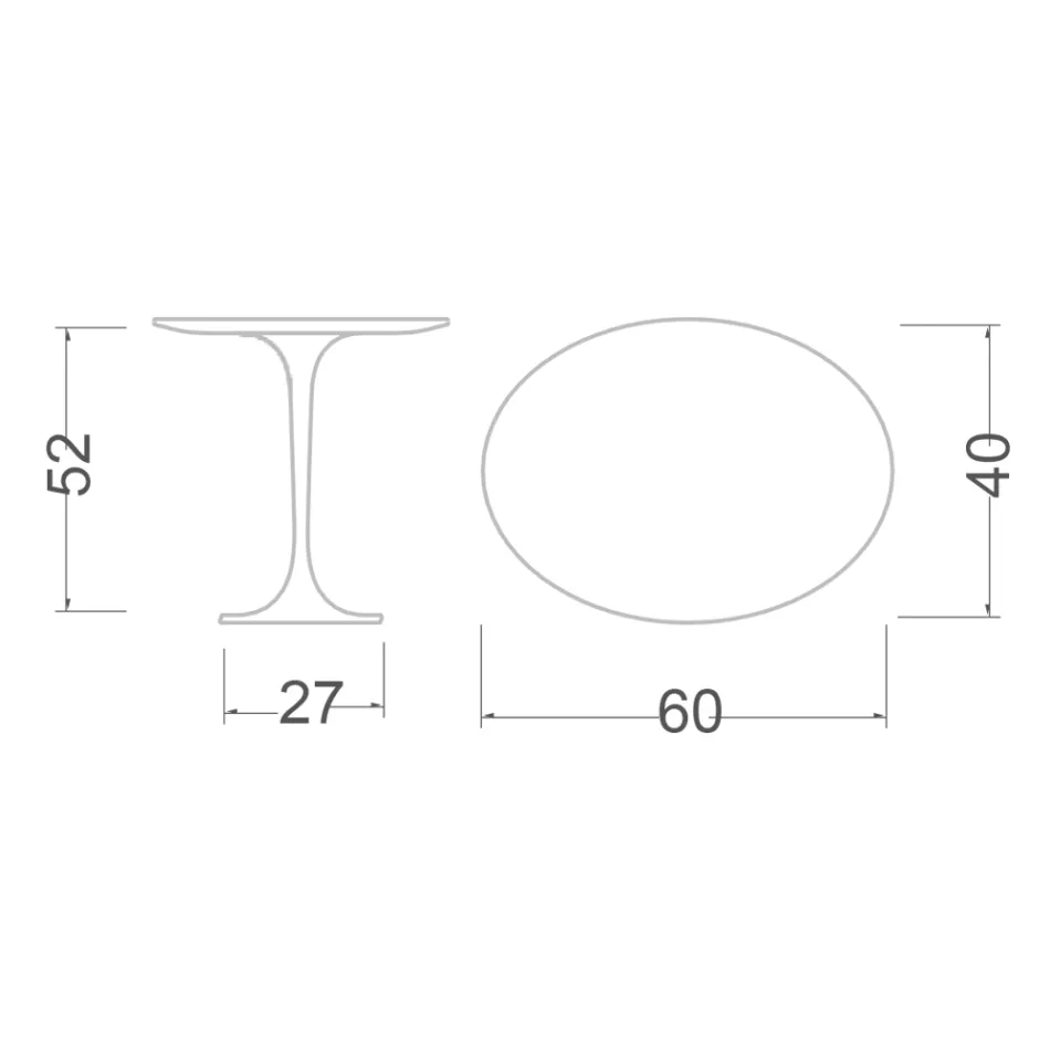 Table basse Tulip Saarinen H 52 avec plateau ovale en stratifié liquide noir Made in Italy - Scarlet Viadurini
