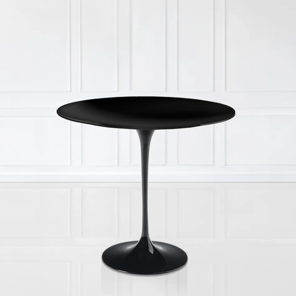Table basse Tulip Saarinen H 52 avec plateau ovale en stratifié liquide noir Made in Italy - Scarlet Viadurini