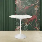Table basse Tulip Saarinen H 52 avec plateau ovale en marbre de Carrare Made in Italy - Écarlate Viadurini