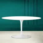 Table basse ovale Tulip Saarinen H 41 en blanc absolu Made in Italy - Scarlet Viadurini
