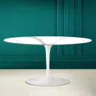 Table basse ovale Tulip Saarinen H 41 en Calacatta Michelangelo Made in Italy - Scarlet Viadurini