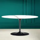 Table basse ovale Tulip Saarinen H 41 en Calacatta Michelangelo Made in Italy - Scarlet Viadurini
