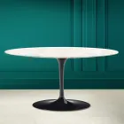 Table basse ovale Tulip Saarinen H 41 en céramique Diamond Cream Made in Italy - Scarlet Viadurini