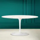 Table basse ovale Tulip Saarinen H 41 en céramique Diamond Cream Made in Italy - Scarlet Viadurini