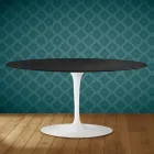 Table basse ovale Saarinen Tulip, H 41 cm, céramique Domoos, fabriquée en Italie - Écarlate Viadurini