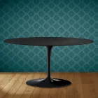 Table basse ovale Saarinen Tulip, H 41 cm, céramique Domoos, fabriquée en Italie - Écarlate Viadurini